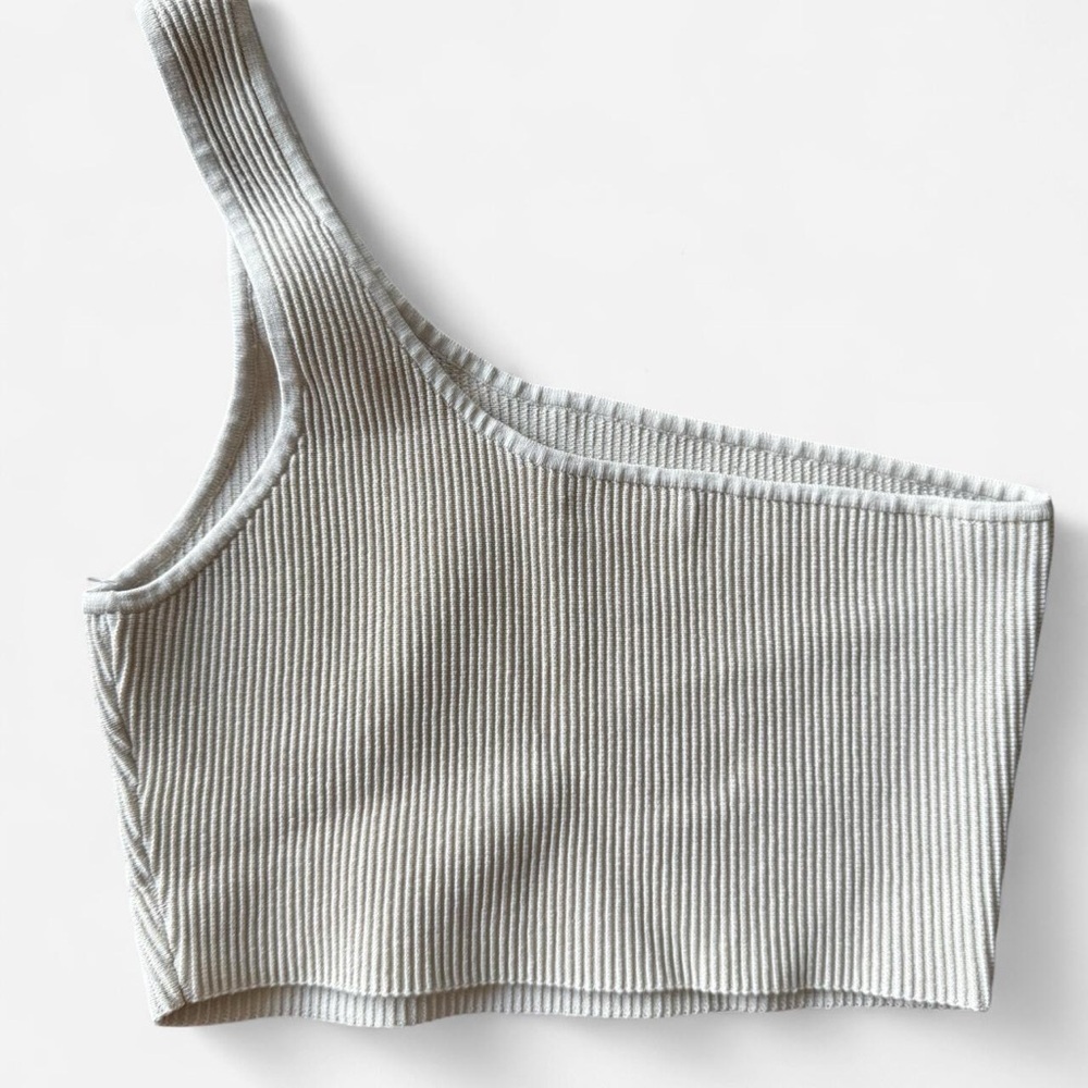 Aritzia Babaton one shoulder ribbed tank top in white - Picture 5 of 6